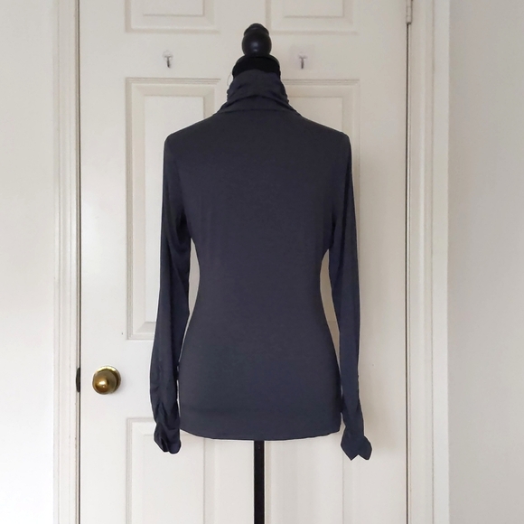 NWT. The Limited Rayon Spandex Grey Elastic Design On Sleeve and Turtleneck Top. - Picture 2 of 4